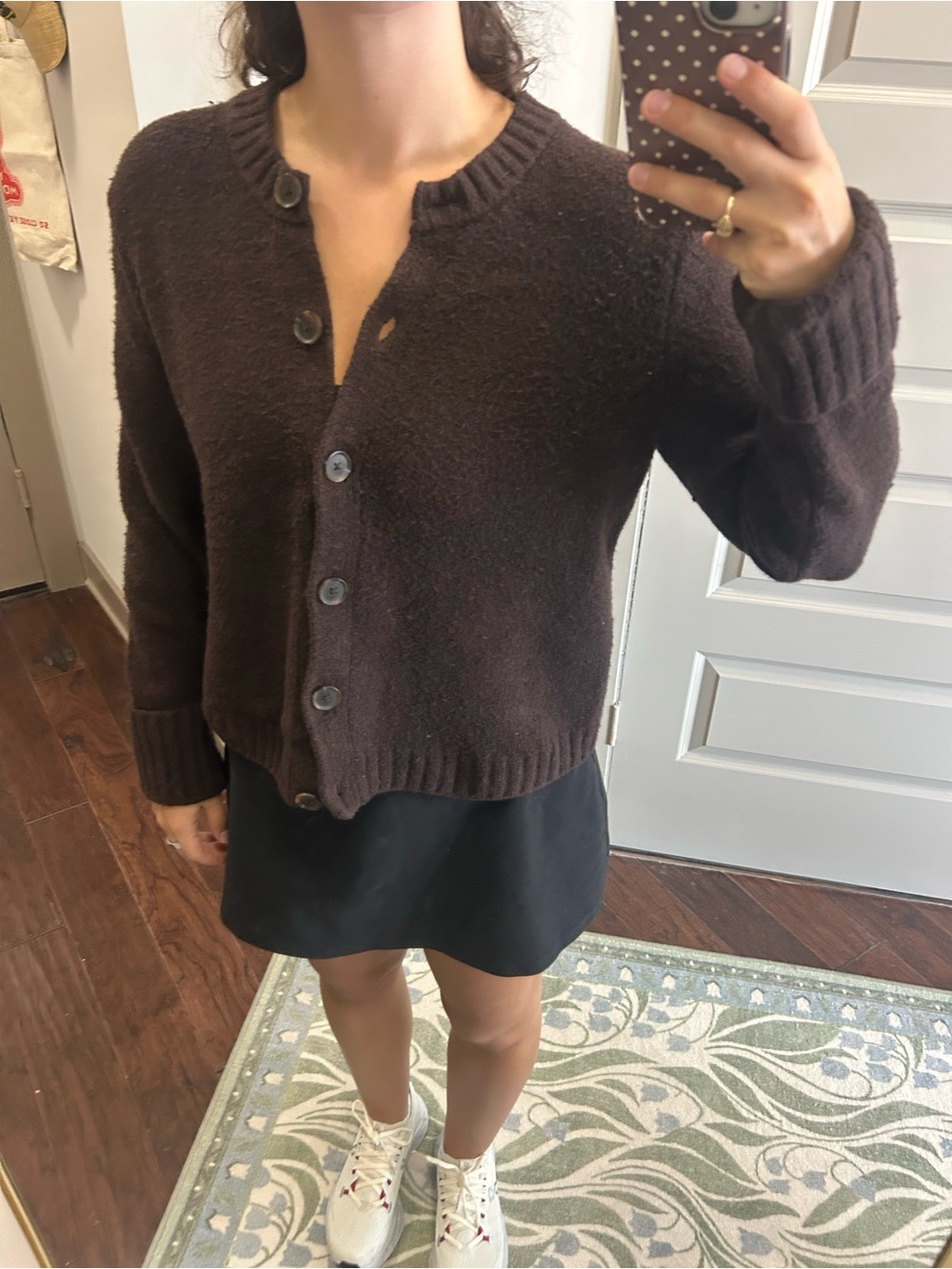 GAP Dark Brown Button-Front Crewneck Cardigan